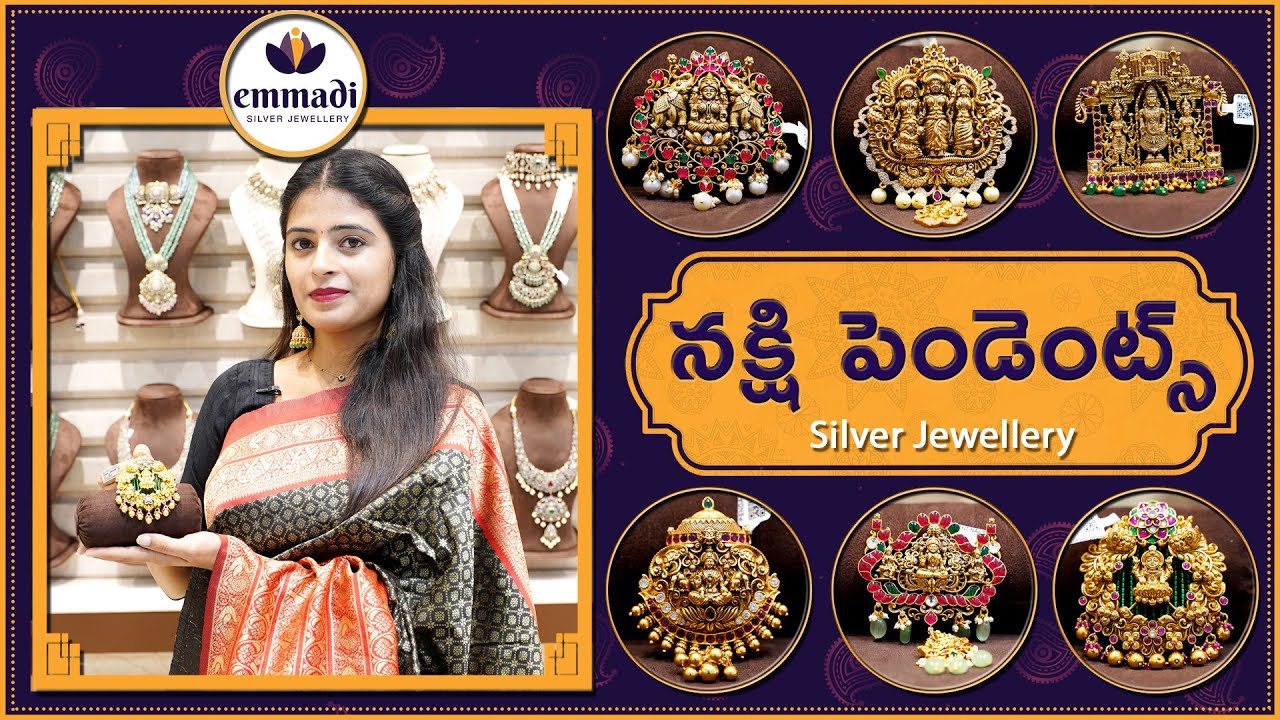 Nakshi Pendants Collection | Silver Jewellery | Emmadi Silver Jewellery Dilsukhnagar