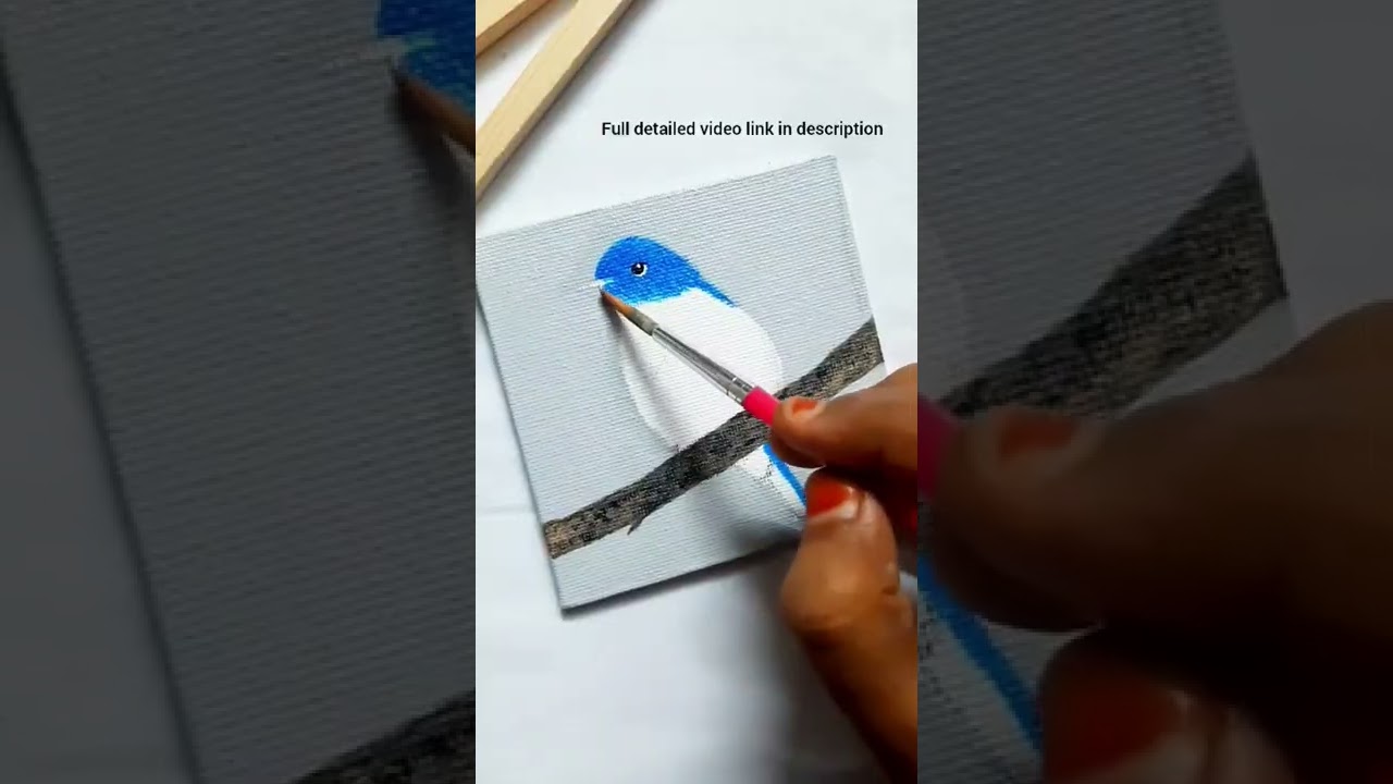 TINIEST Bird painting 🐦 on  Mini canvas #shorts #art