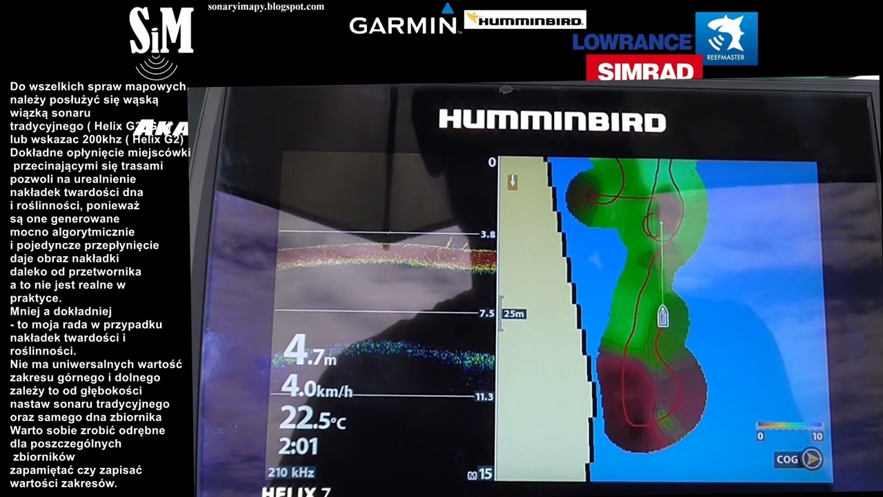 Mapa twardości i roślinności Humminbird AutoChart Live.