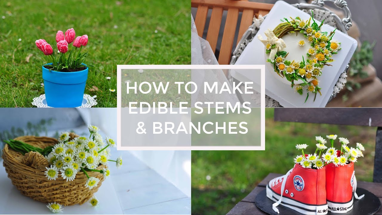 How to make edible branches & stems for cake decoration - Cách làm cành trang trí bánh