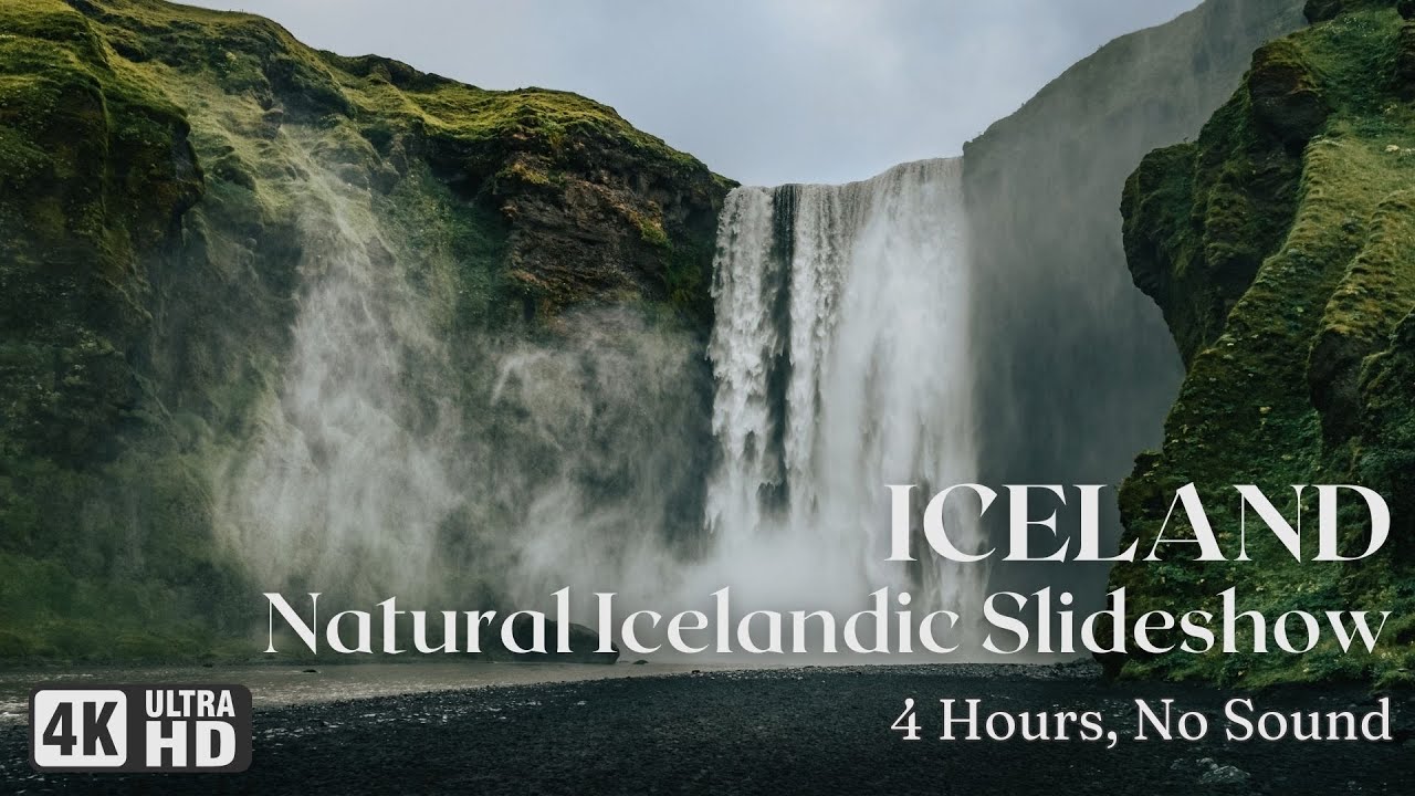4K Iceland Screensaver | Iceland's Natural Beauty Wallpaper Slideshow | 4 Hours, No Music