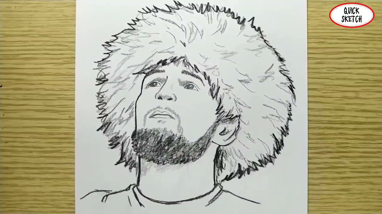 VERY EASY, how to draw khabib nurmagomedov ufc / quick sketch