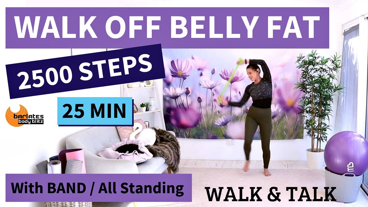 25 MIN WALKING WORKOUT FOR WEIGHT LOSS with BAND / 2500 STEPS / WALK AND TALK / All Standing!