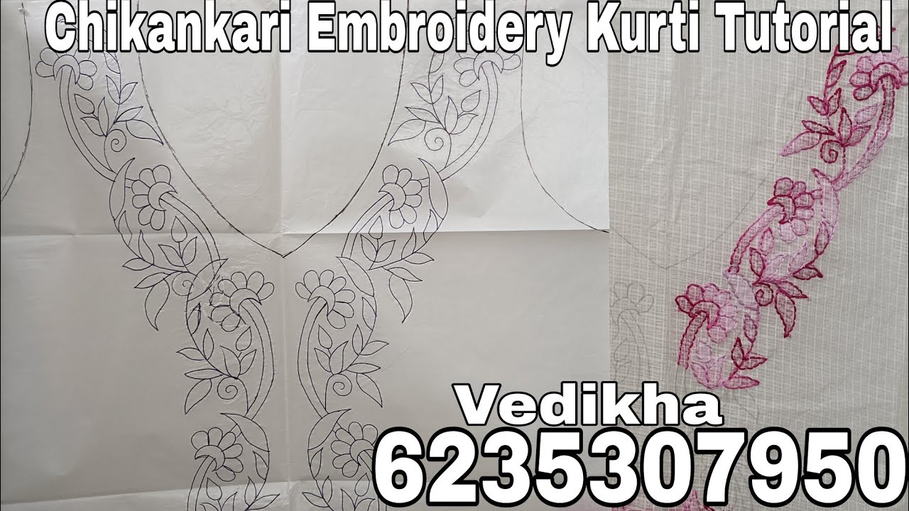 Chikankari Embroidery Kurti Neck Designing Tutorial | Easy Hand Embroidery Tutorial for Beginners