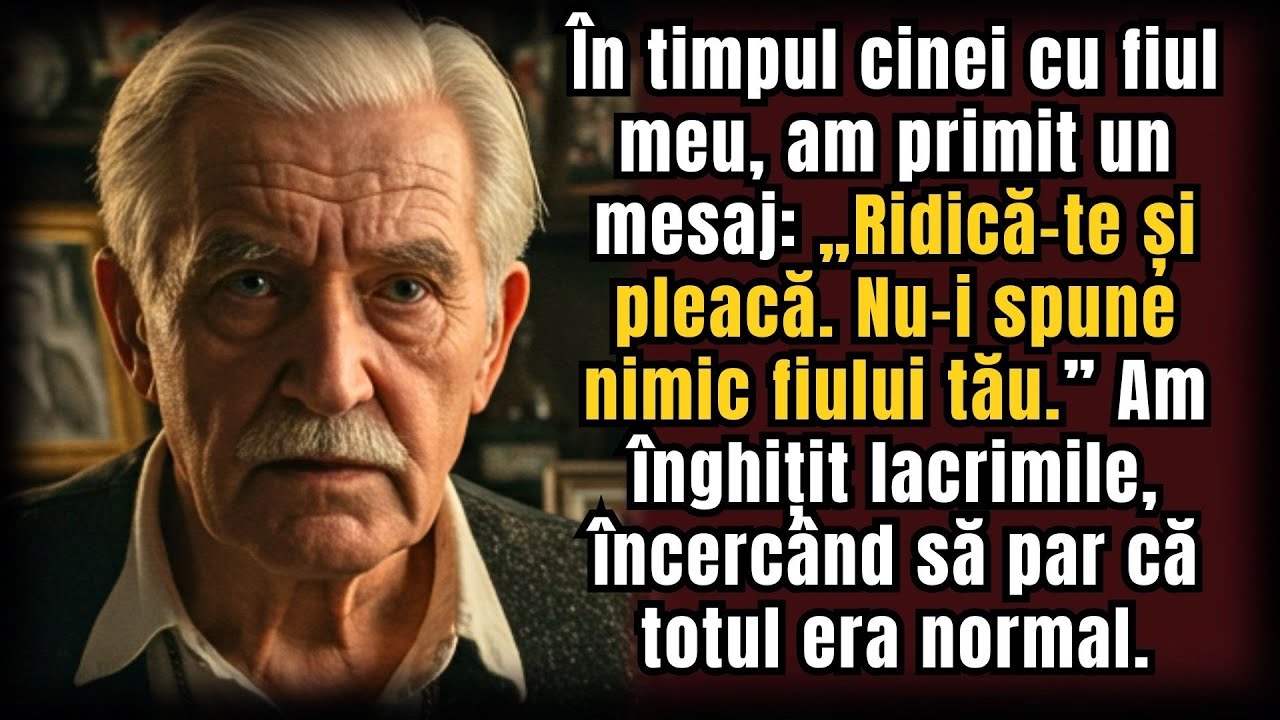La cină cu fiul meu, am primit un mesaj: „Ridică-te și pleacă. Nu-i spune nimic fiului tău”