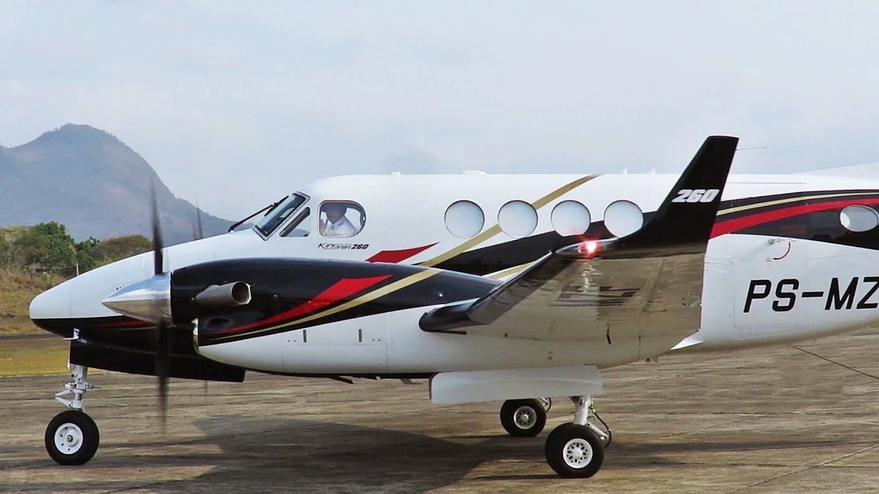 King Air 260 Start taxi e Decolagem em Cachoeiro de Itapemirim ES