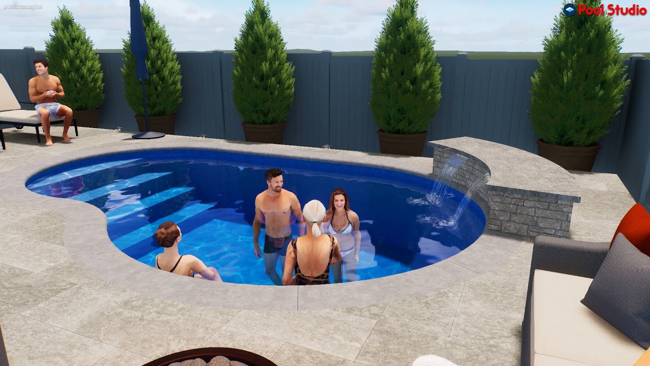 10x13x20 Lagoon Shaped Pool 3D Design by Rideau Pools Ottawa