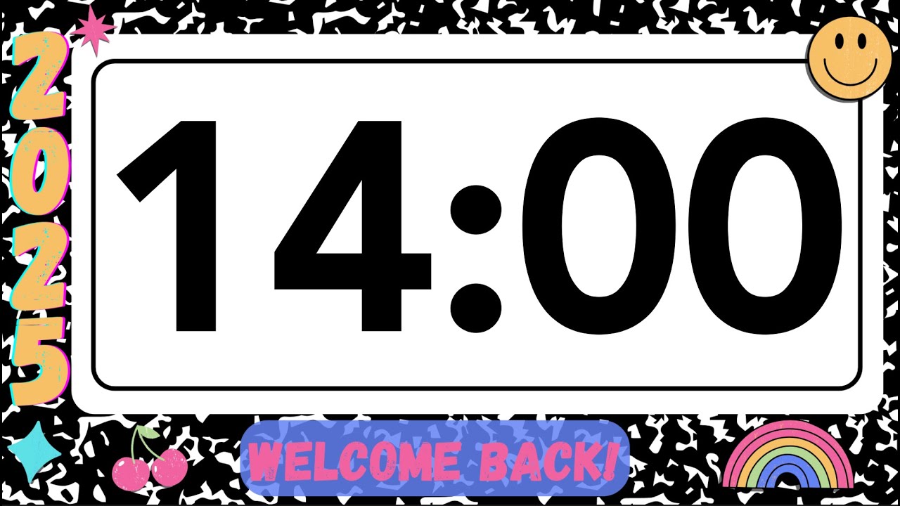 14 Minute Fun Back to School Notebook Timer (No Music, Soft Guitar Alarm at End)