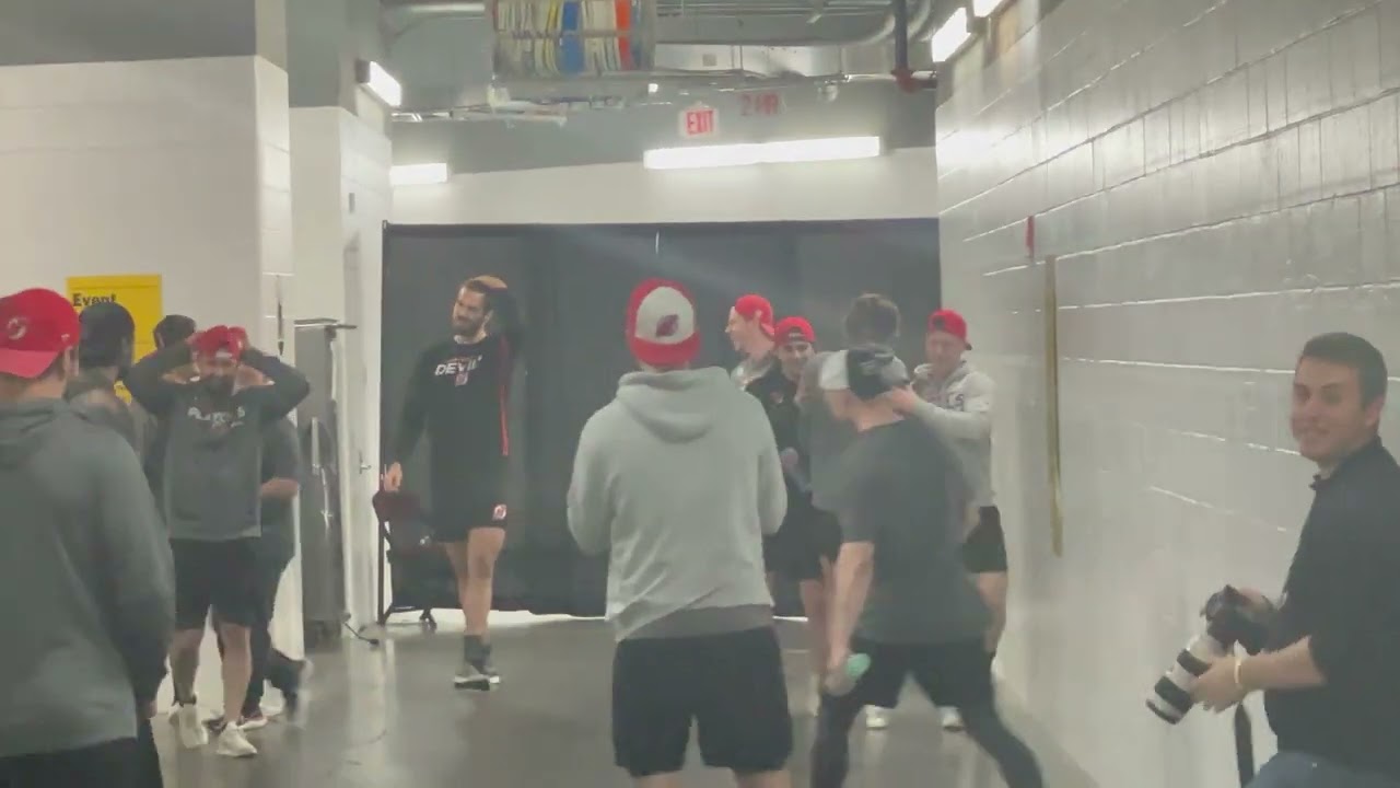 Jack Hughes & Luke Hughes NJ Devils Soccer Warmup BEHIND THE SCENES Carolina Hurricanes Game 3