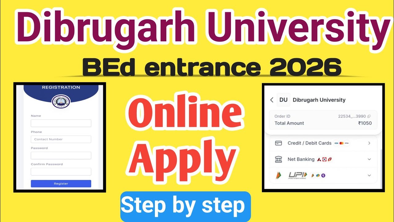 Dibrugarh university B.Ed entrance  Online apply 2026 | step by step | 