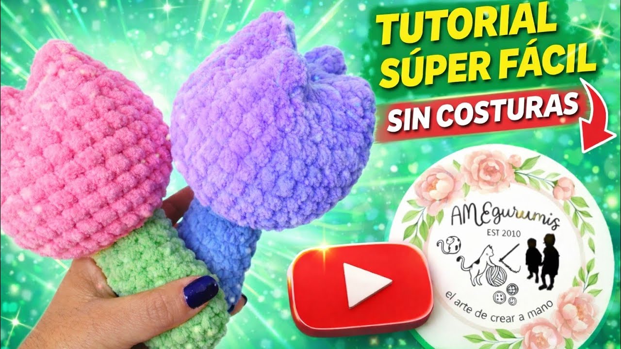 🌷 Tulipán en chenille | Amigurumi súper fácil para principiantes 🌷| AMEgurumis 