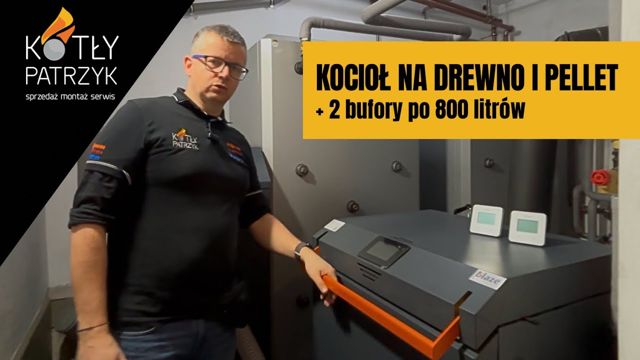 Gotowa kotłownia! Kocioł zgazowujący Blaze Harmony na drewno i pellet + 2 bufory po 800 litrów