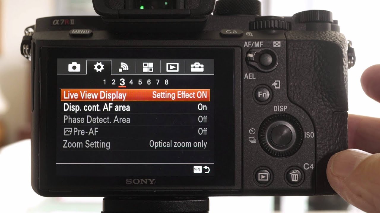 Sony Alpha Monitor and Finder settings for A7RII and A6300