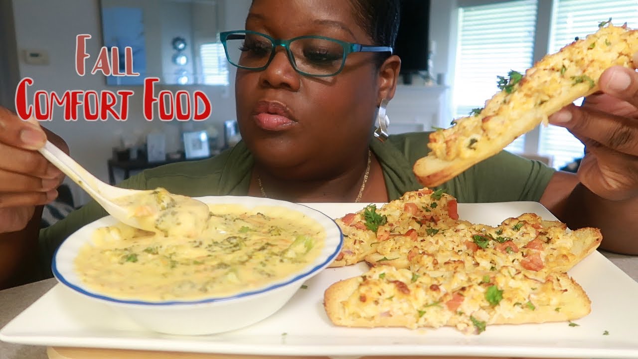 BROCCOLI CHEDDAR SOUP WITH CRAB TOAST