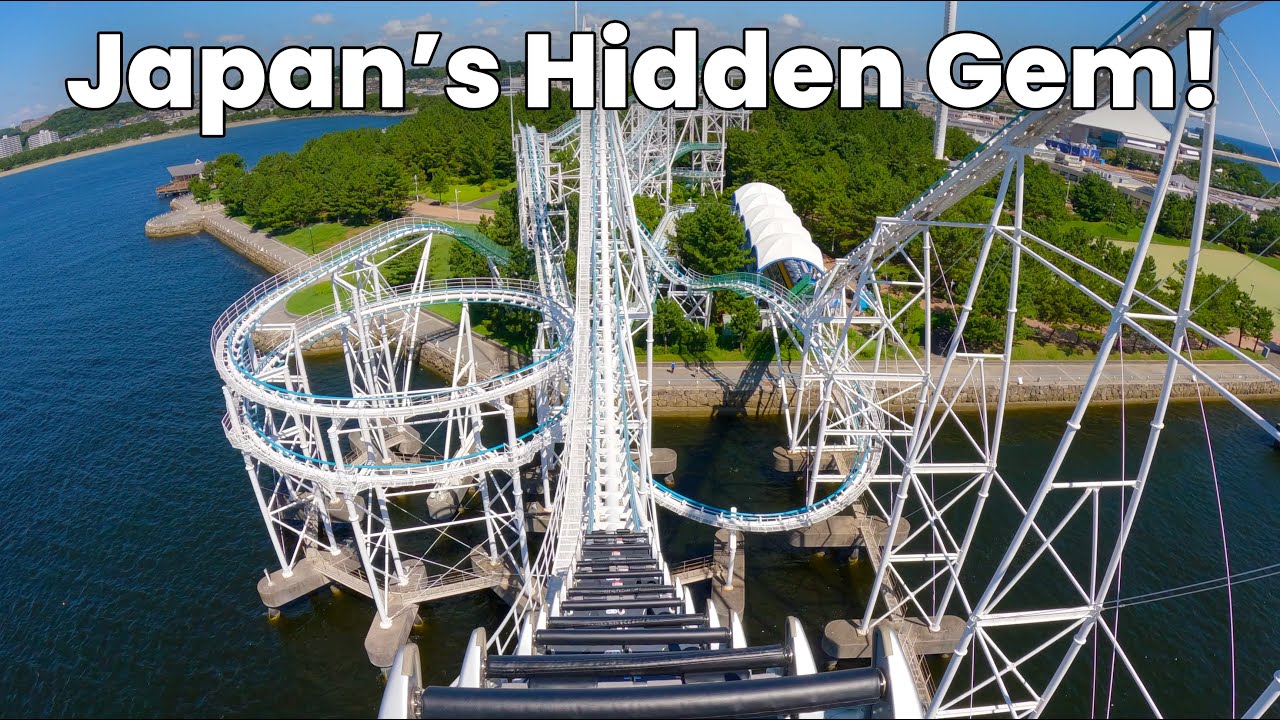 Surf Coaster Leviathan Back Row POV | Huge Coaster Over the Water -  Yokohama Sea Paradise Japan