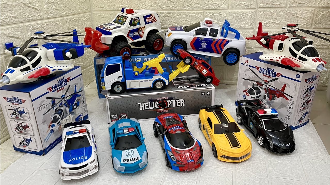Mobil Mobilan Polisi, Police Car Toys, Spiderman Car and  Bumblebee Car
