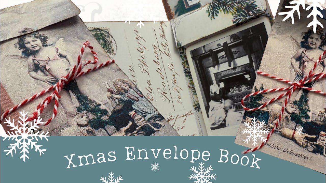 Make a charming vintage-style Christmas book using envelopes