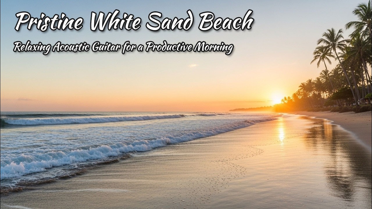 🔴 LIVE:  Pristine White Sand Beach 🏝️ Relaxing Acoustic Guitar for a Productive Morning