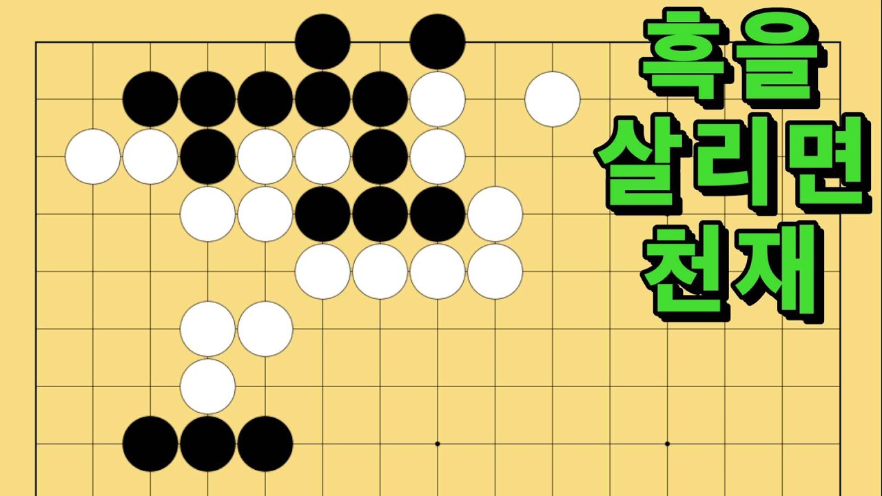 바둑 묘수 사활 - 고정관념을 던져버리는 묘수가 있습니다. 흑을 살려보세요.