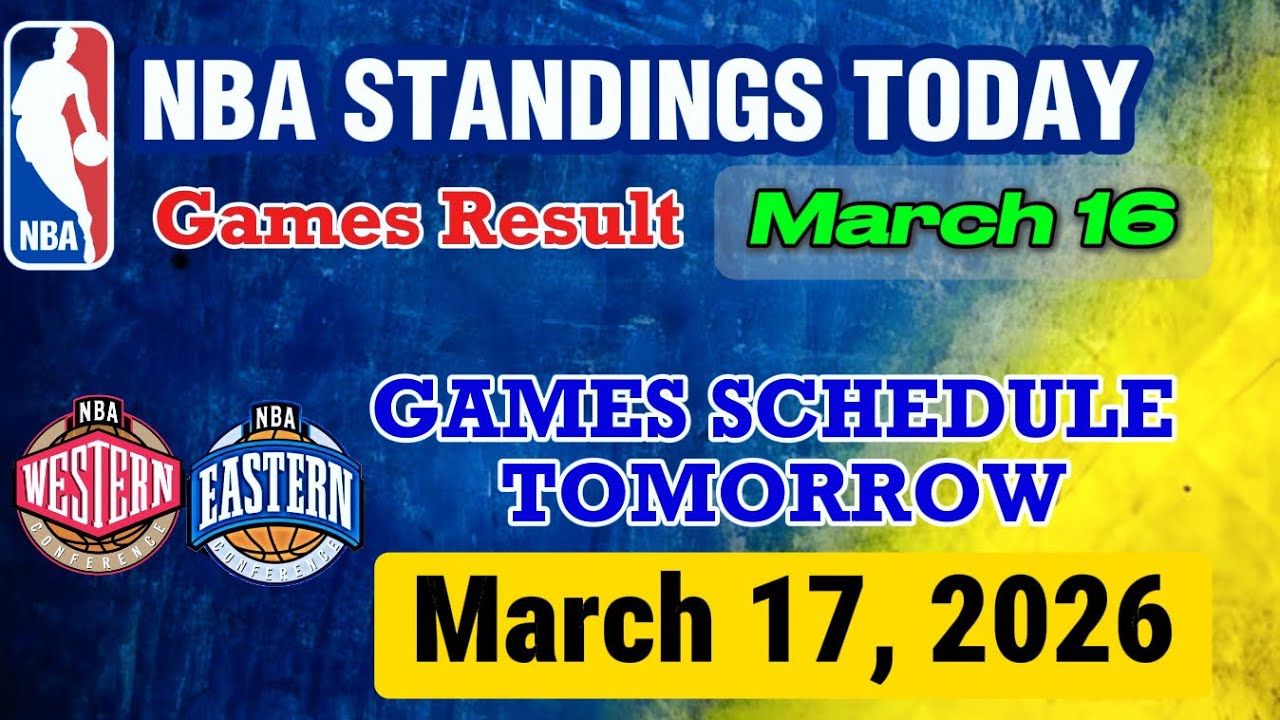 NBA STANDINGS TODAY as of MARCH 16 | GAMES RESULT | GAMES SCHEDULE MARCH 17, 2026
