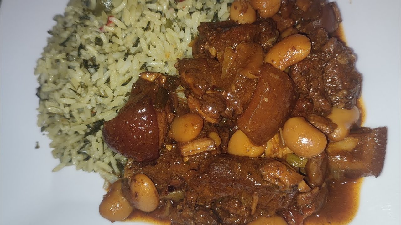 Come Cook With Me ..Stew Pork and Callaloo Rice. #trending #stewpork #callaloorice #jamaicanstyle 