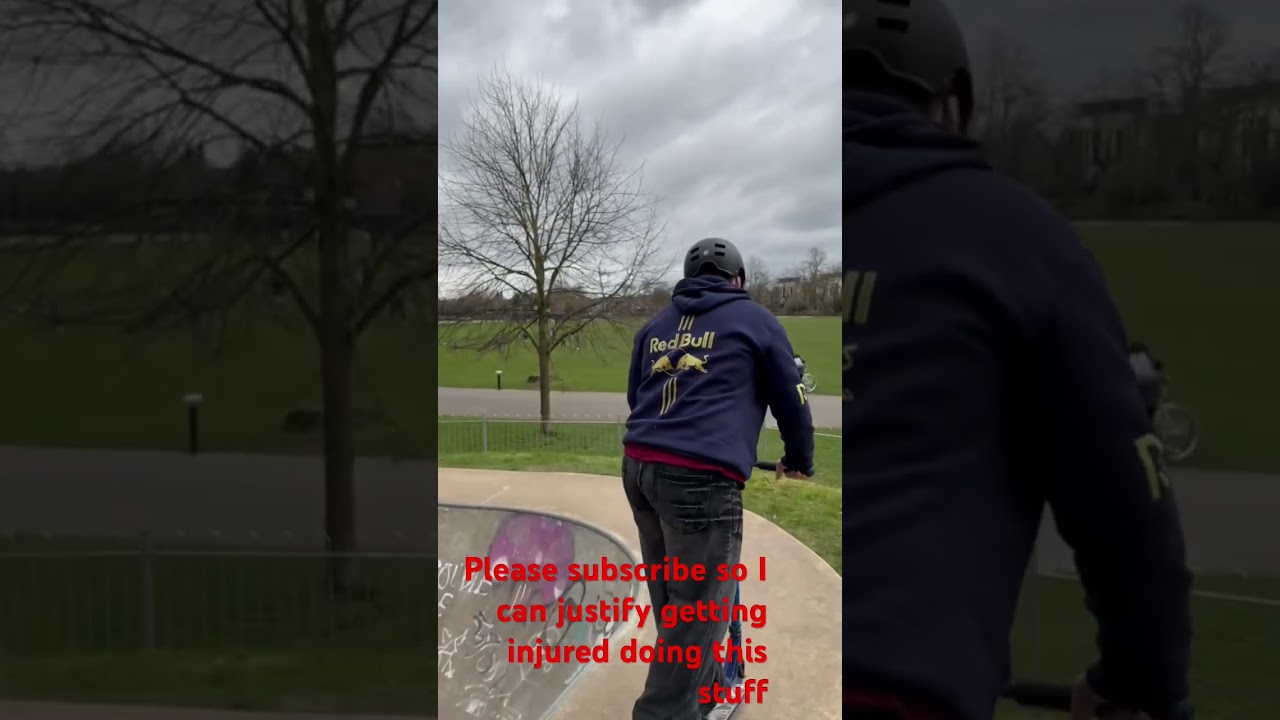 First scooter backflip attempt to concrete #skatepark #scootering #scooting #scooters #fail ￼