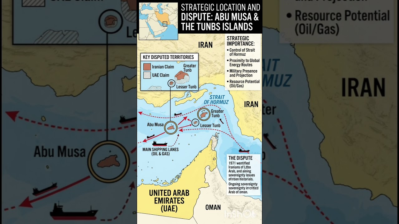 Abu Musa and The Tunbs Islands: The disputed islands between UAE and Iran #hormuzisland #map