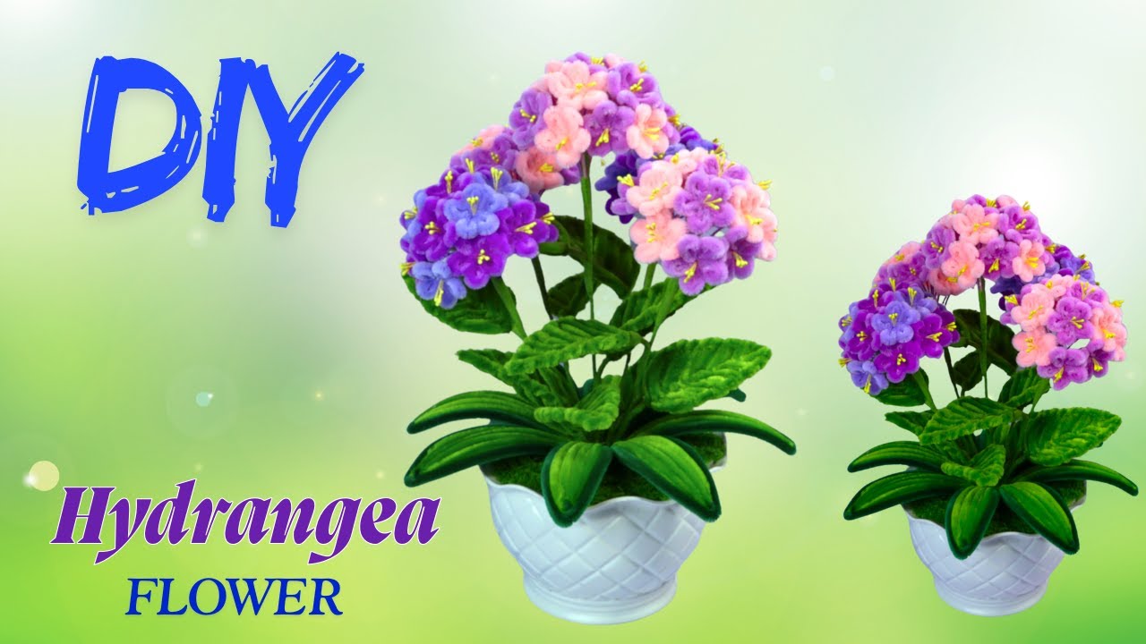💜 Purple Hydrangea Pot from Pipe Cleaners 🌸 | Super Easy DIY for Everyone ✂️✨
