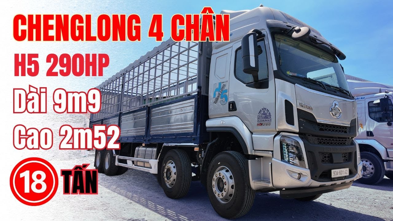 Tải 4 chân CHENGLONG H5 290HP Thùng 9m9 cao 2m52 | 18 Tấn TRỤ RÚT #chenglong4chan #chenglongh5