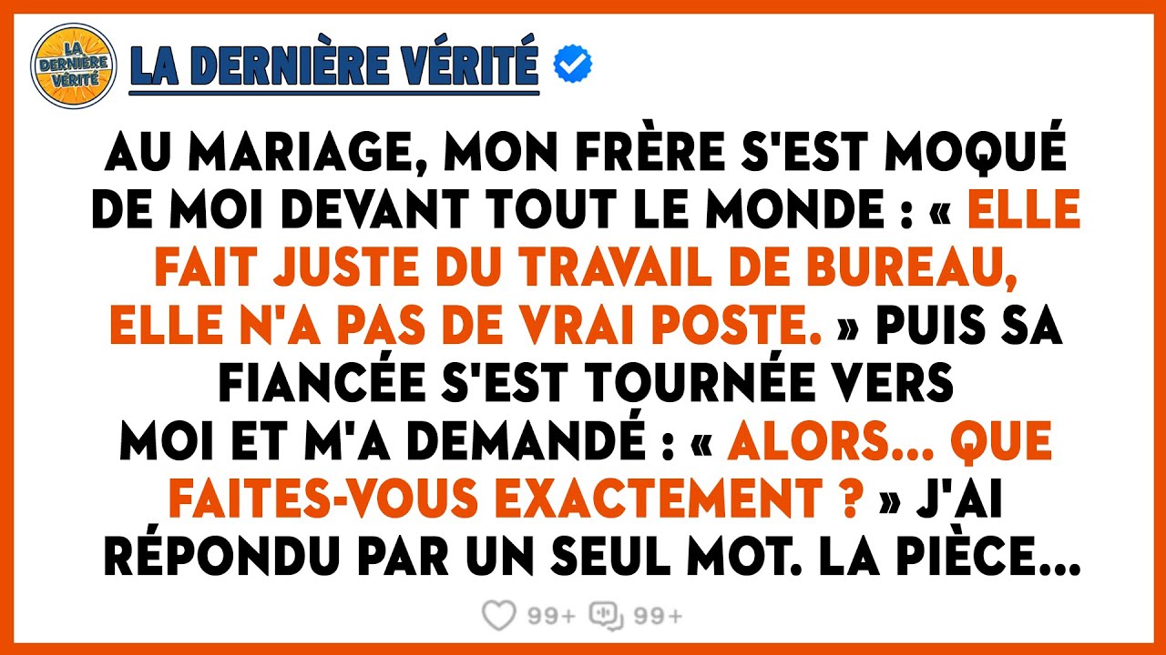Au Mariage De Mon Frère, Il S'est Moqué De Moi, Une Simple Employée De Bureau ; Un Seul Mot A...
