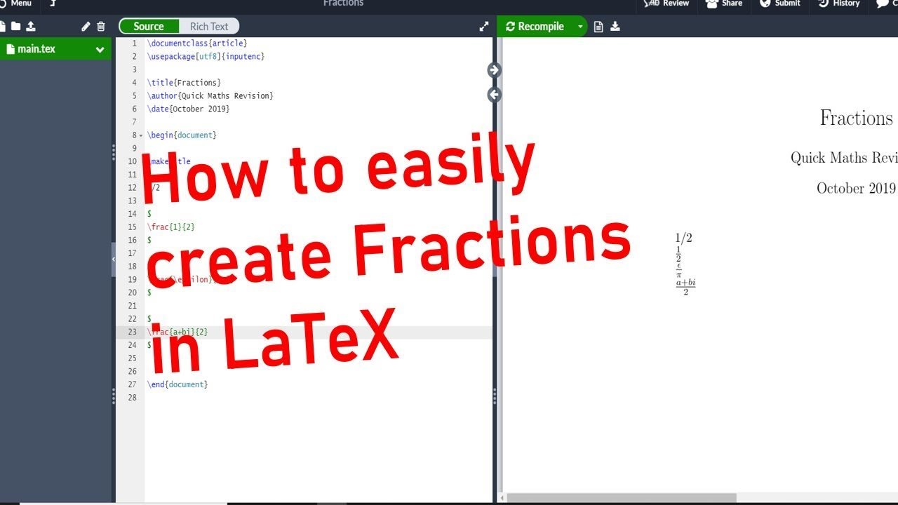 How to create Fractions in LaTeX/Overleaf
