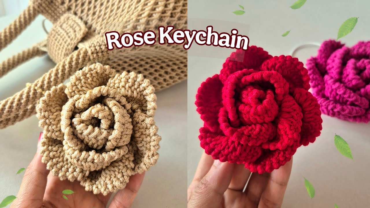 နှင်းဆီသော့ချိတ်ထိုးနည်း 🌹🌹 Rose Keychain