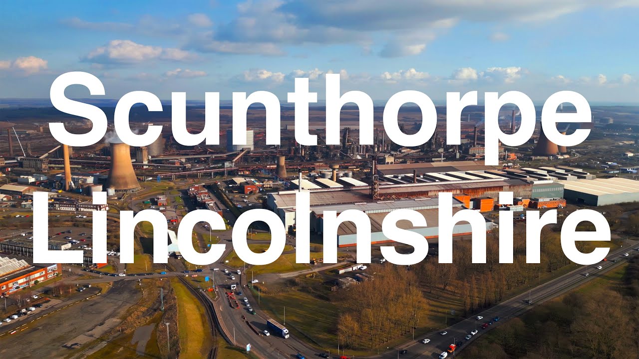 Scunthorpe Lincolnshire Steelworks and town By Drone 4K