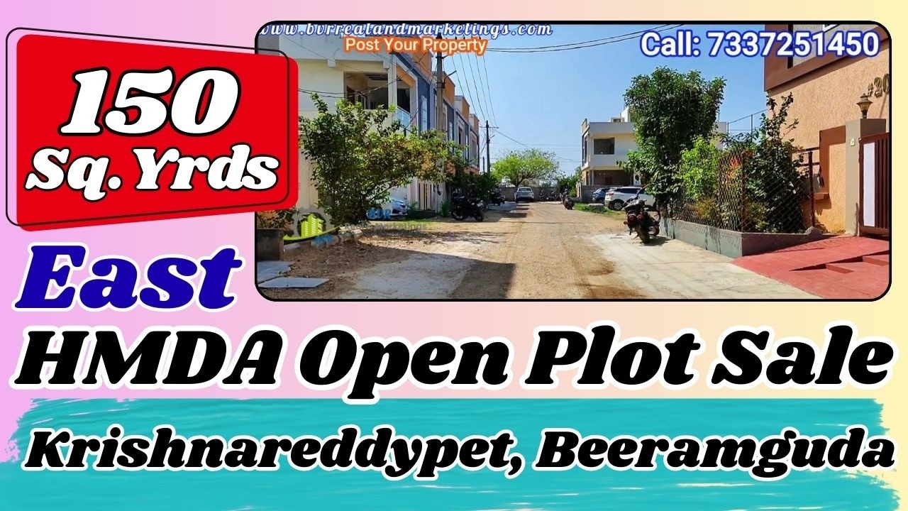 150 Sq.Yrds East hmda open plot sale krishnareddypet beeramguda