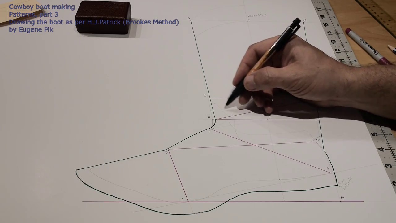 Cowboy boot making. Patterns, part 3. Drawing the boot.