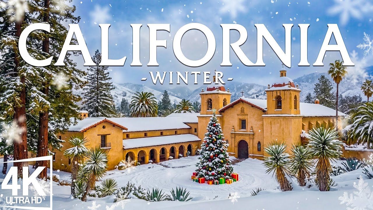California 4K ❄️ Winter Landscapes of Snowy Peaks, Icy Rivers & Quiet Forests