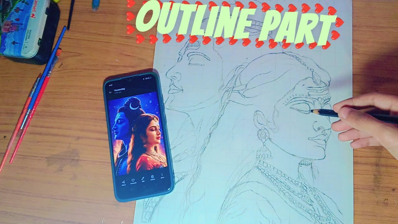 🎨Mahashivratri special drawing (outline part)😊✍🏻#drawing #vidio #mahashivratri 