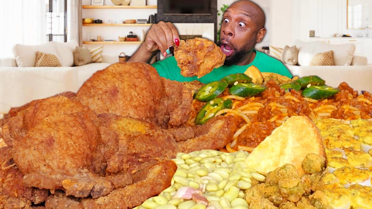 THICK & JUICY PORK CHOPS SOULFOOD MUKBANG 먹방 | #foodie #followme