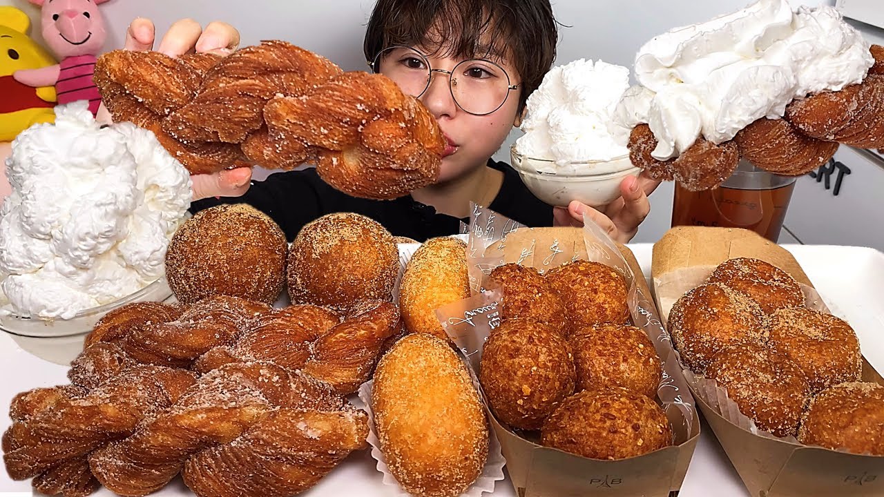 찹쌀도넛 모여라2 꽈배기 꿀도넛 찹쌀도넛 먹방 Dessert Mukbang
