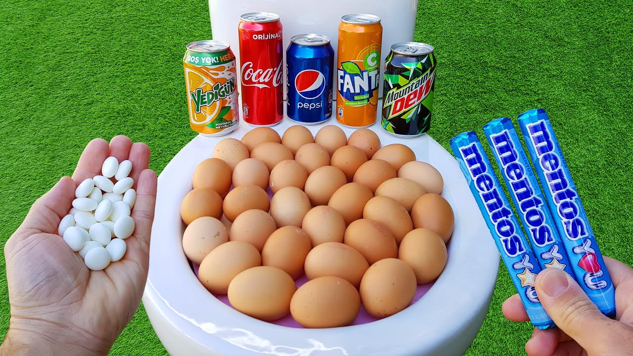 Experiment !! EGG vs Coca Cola, Fanta, Pepsi, Mtn Dew, Yedigün and Mentos in toilet