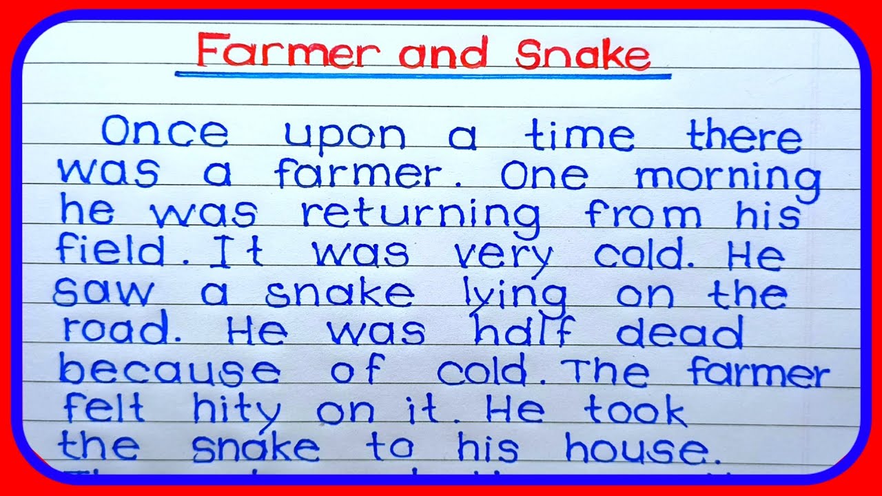 The Farmer and The Snake story in English|A Farmer And The Snake|Short moral story| Story Writing