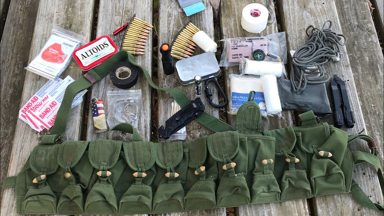 PACK, HAUL, HUNT, CAMP, SURVIVE with a TYPE 56 SKS Bandolier