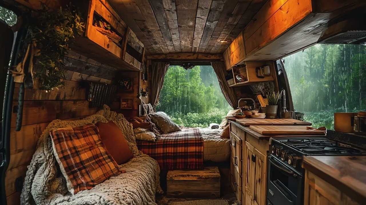 Heavy Morning Rain While Car Camping ⛰️🌧️ Mountain Ambience for Deep Relaxation