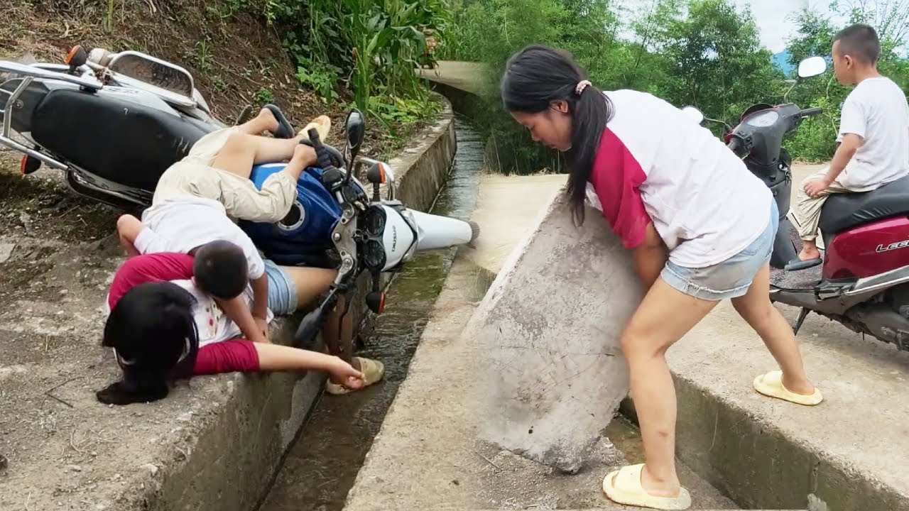 A kind woman helps a man who fell on the roadside! #GoodPeopleLifeSafe