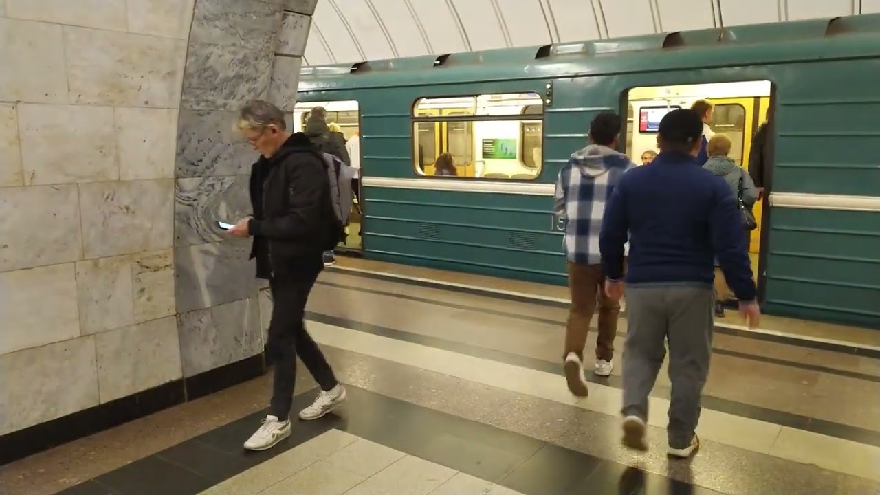 Chkalovskaya metro station, Moscow - interior view, arrival and departure of the train Fragment 1