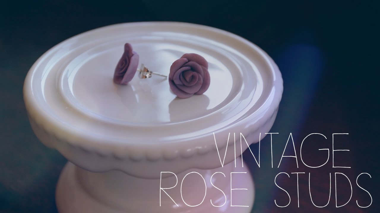 POLYMERCLAY: Vintage Rose Stud Earrings