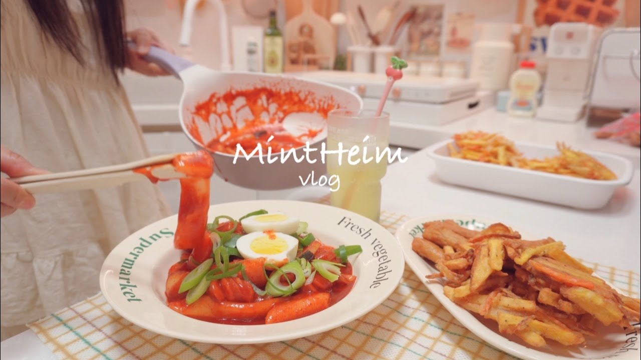 SUB)what i eat in a week🔥Making Buldak Tteokbokki & fried food🏡отдых с собаками дома🐶mukbangg