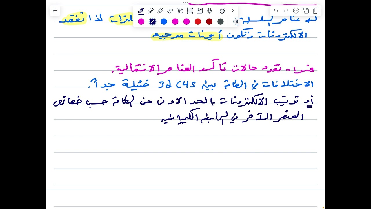 الخصائص المميزة لعناصر السلسلة الانتقالية الأولى