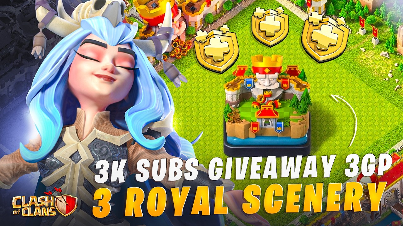 🔥 Clash of Clans LIVE | Base Visit & Fun 😎 | 3&times; Gold Pass + 3&times; Royal Scenery Giveaway 🎁