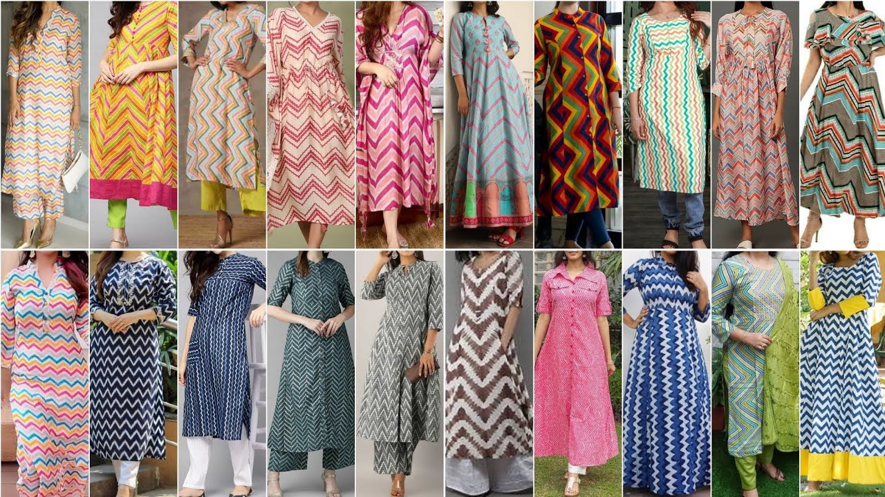 Latest Zigzag pattern Dresses Ideas For Girls 2023 | Zigzag Print Suit Design